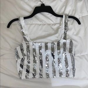 Striped Sequin Crop Top